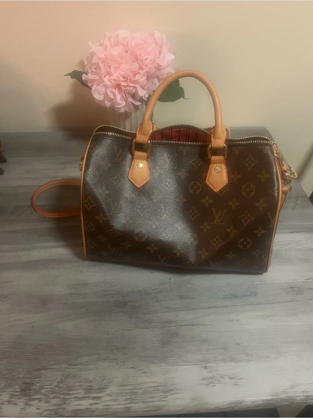 Luxury Brown Two Tone Monogram Fashion Top Handle Bag